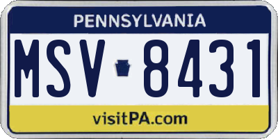 PA license plate MSV8431