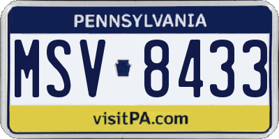 PA license plate MSV8433