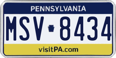 PA license plate MSV8434