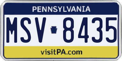 PA license plate MSV8435