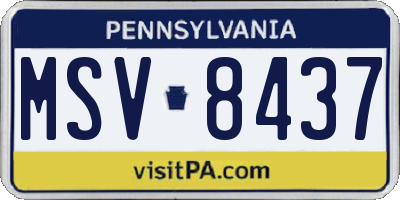 PA license plate MSV8437