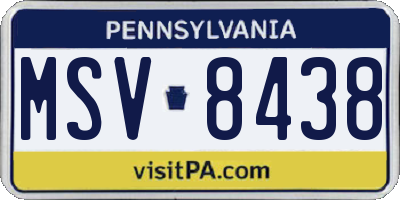 PA license plate MSV8438
