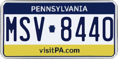 PA license plate MSV8440