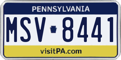 PA license plate MSV8441