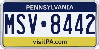 PA license plate MSV8442