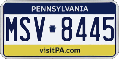 PA license plate MSV8445