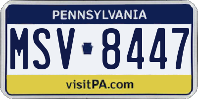 PA license plate MSV8447