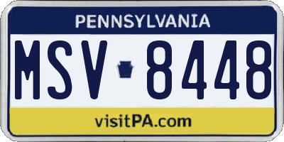 PA license plate MSV8448