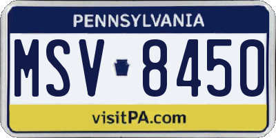 PA license plate MSV8450