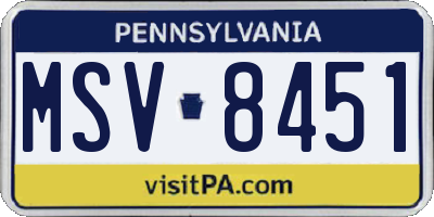 PA license plate MSV8451
