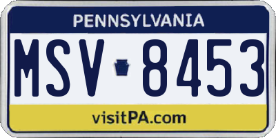 PA license plate MSV8453