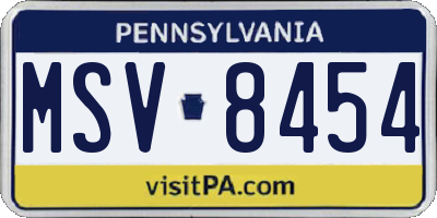 PA license plate MSV8454