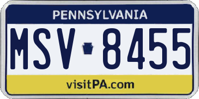 PA license plate MSV8455