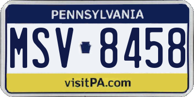 PA license plate MSV8458