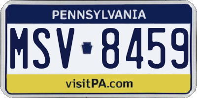 PA license plate MSV8459