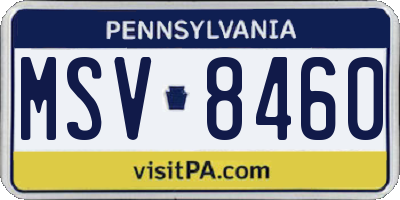 PA license plate MSV8460