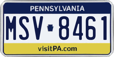 PA license plate MSV8461