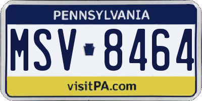 PA license plate MSV8464