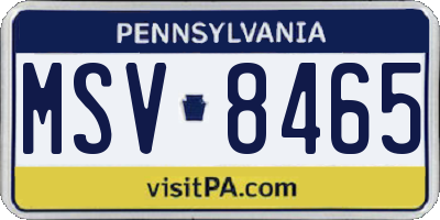 PA license plate MSV8465
