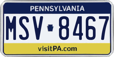 PA license plate MSV8467