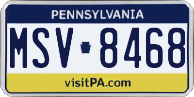 PA license plate MSV8468