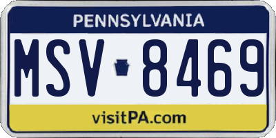PA license plate MSV8469