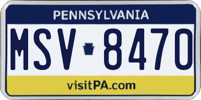 PA license plate MSV8470