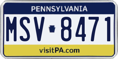 PA license plate MSV8471