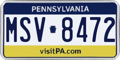 PA license plate MSV8472