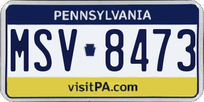 PA license plate MSV8473
