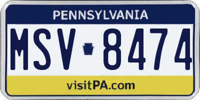 PA license plate MSV8474