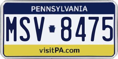 PA license plate MSV8475