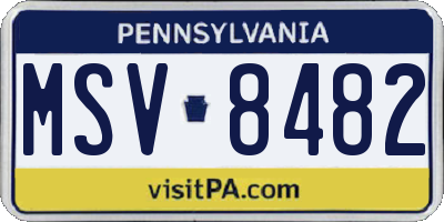 PA license plate MSV8482