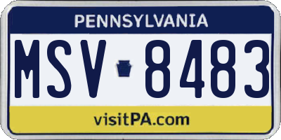 PA license plate MSV8483