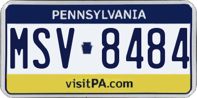 PA license plate MSV8484