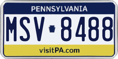 PA license plate MSV8488
