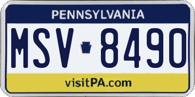 PA license plate MSV8490