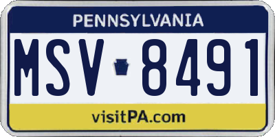PA license plate MSV8491