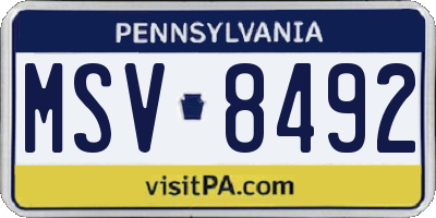 PA license plate MSV8492