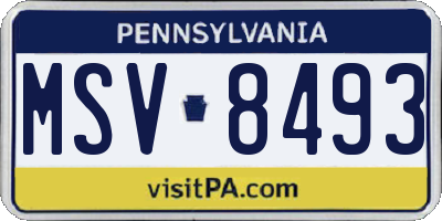 PA license plate MSV8493