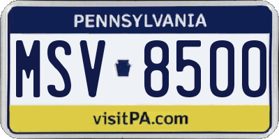 PA license plate MSV8500