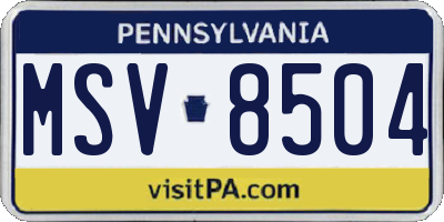 PA license plate MSV8504