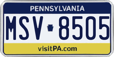 PA license plate MSV8505