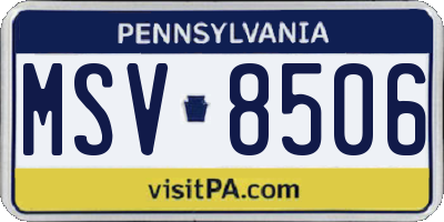 PA license plate MSV8506