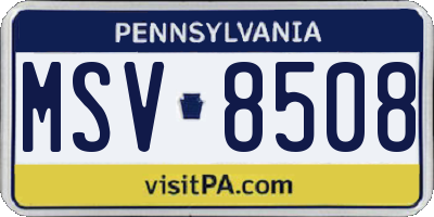 PA license plate MSV8508