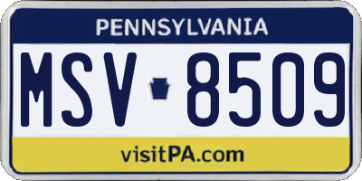 PA license plate MSV8509