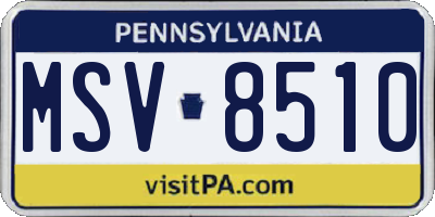 PA license plate MSV8510