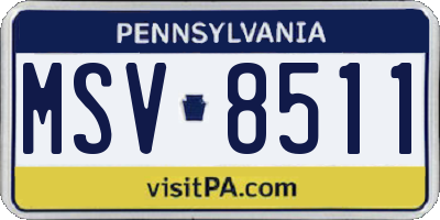 PA license plate MSV8511