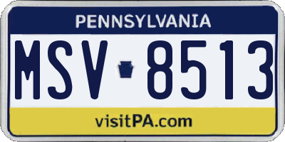 PA license plate MSV8513