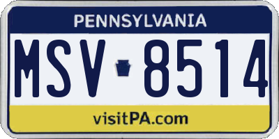 PA license plate MSV8514